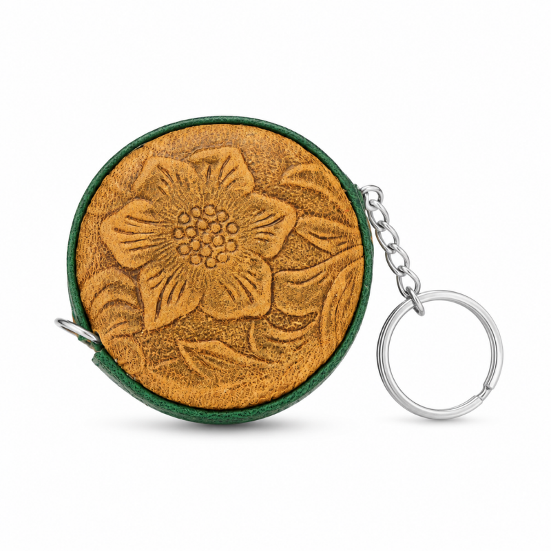 Round Genuine Leather Retractable Tape Measure