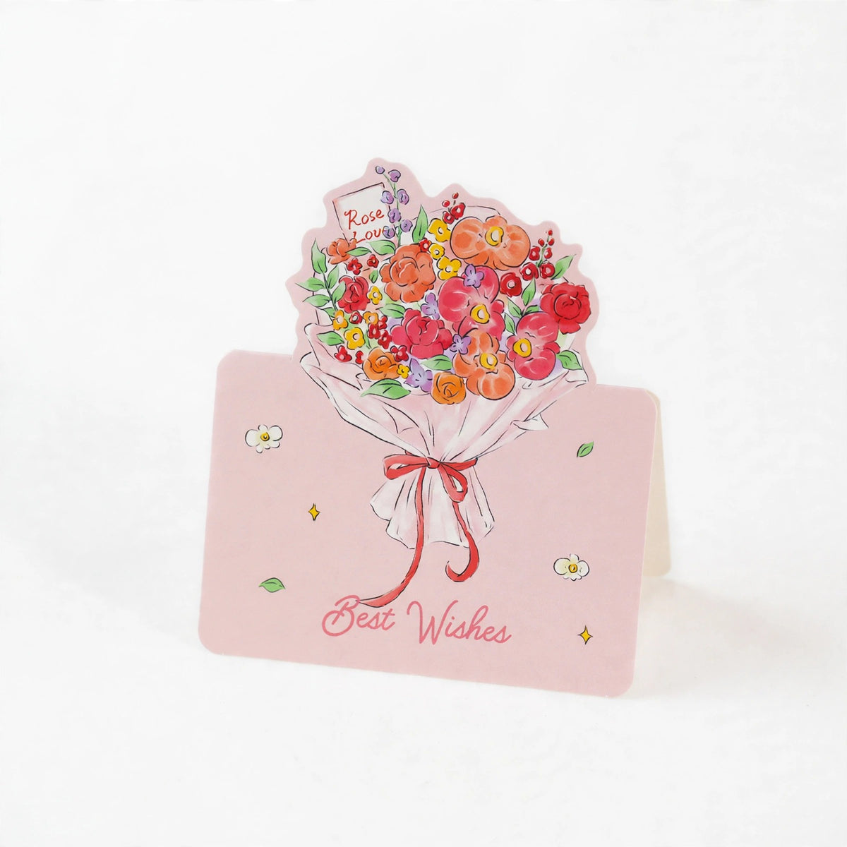 10 Flower Bouquet Stand-Up Greeting Card