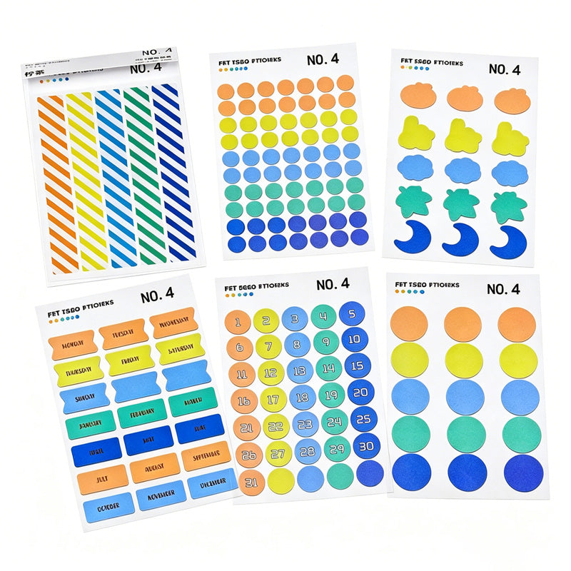 Candy Color Basic Round PET Sticker Set