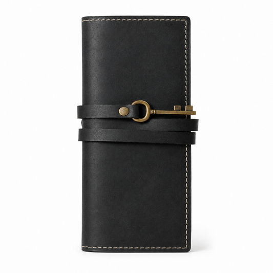 Vintage Genuine Leather Roll-up Pen Case