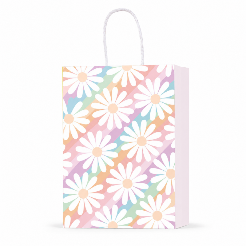 Daisy Floral Kraft Paper Gift Tote Bag