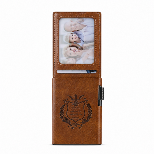 Oil Leather Auto Pop Card Holder