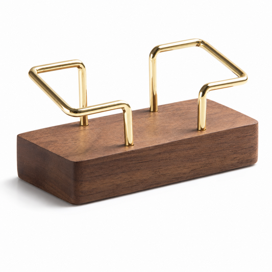 Brass Rail Wooden Card Holder