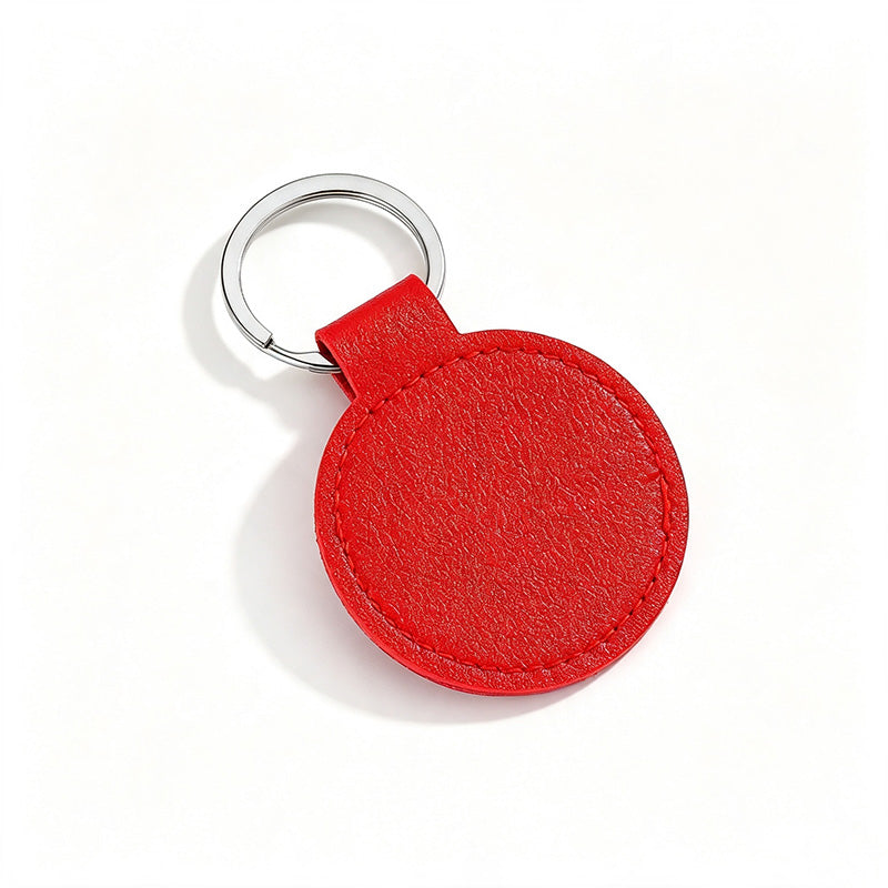 Round PU Leather Keychain