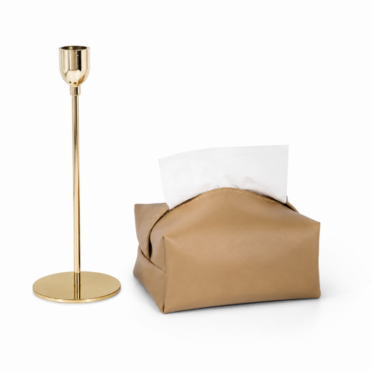Pleated Leather Look Tissue Holder
