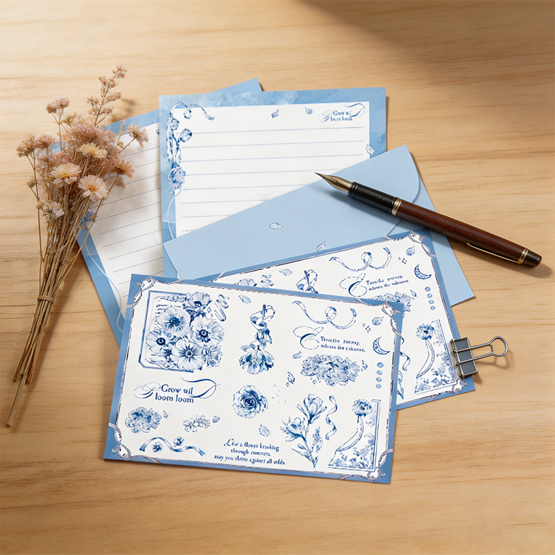 Blue Floral Letter Writing Set