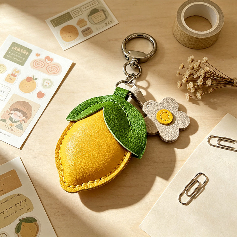 Lemon & Flower PU Leather Keychain(MK2PLC6Z6JKC149))