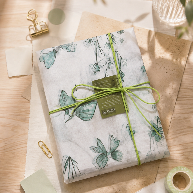 10 Green Leaf Tissue Paper