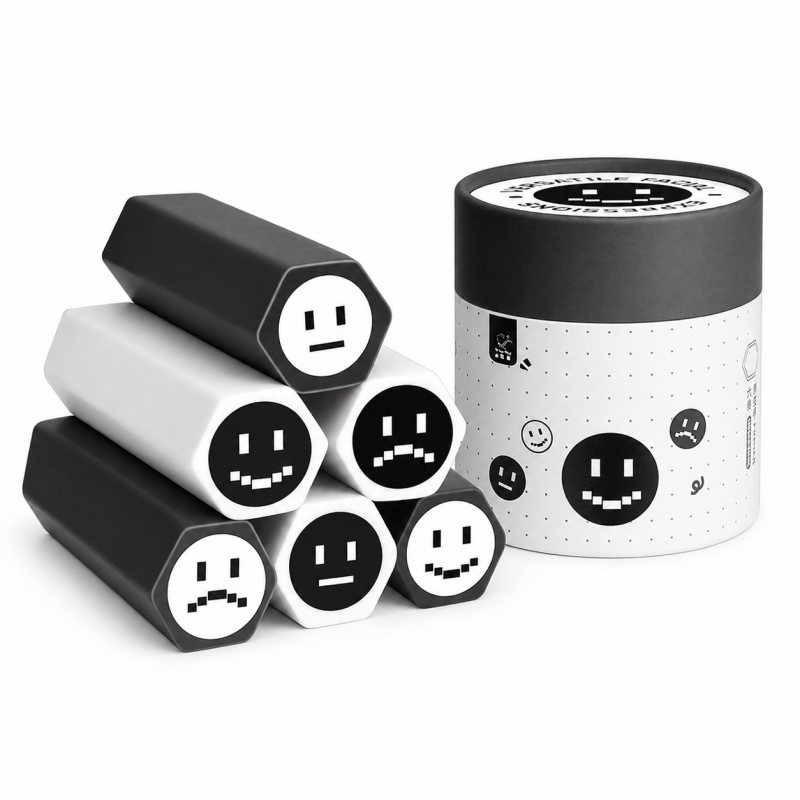 Hexagonal Pencil Eraser Set