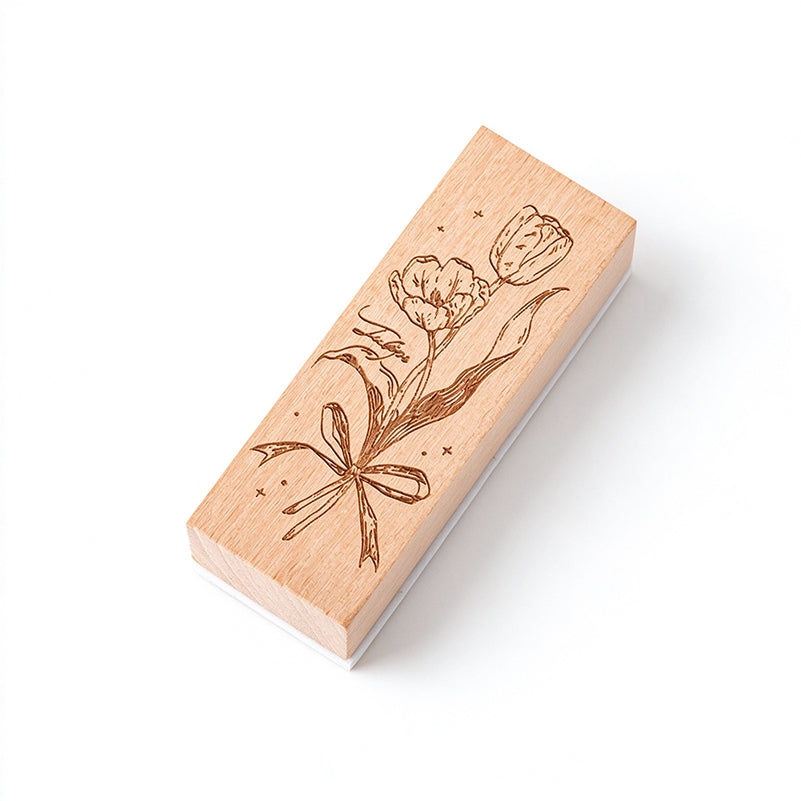 Wildflowers Wooden Rubber Stamp