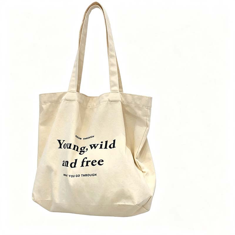 Young Wild Quote Shopping Tote