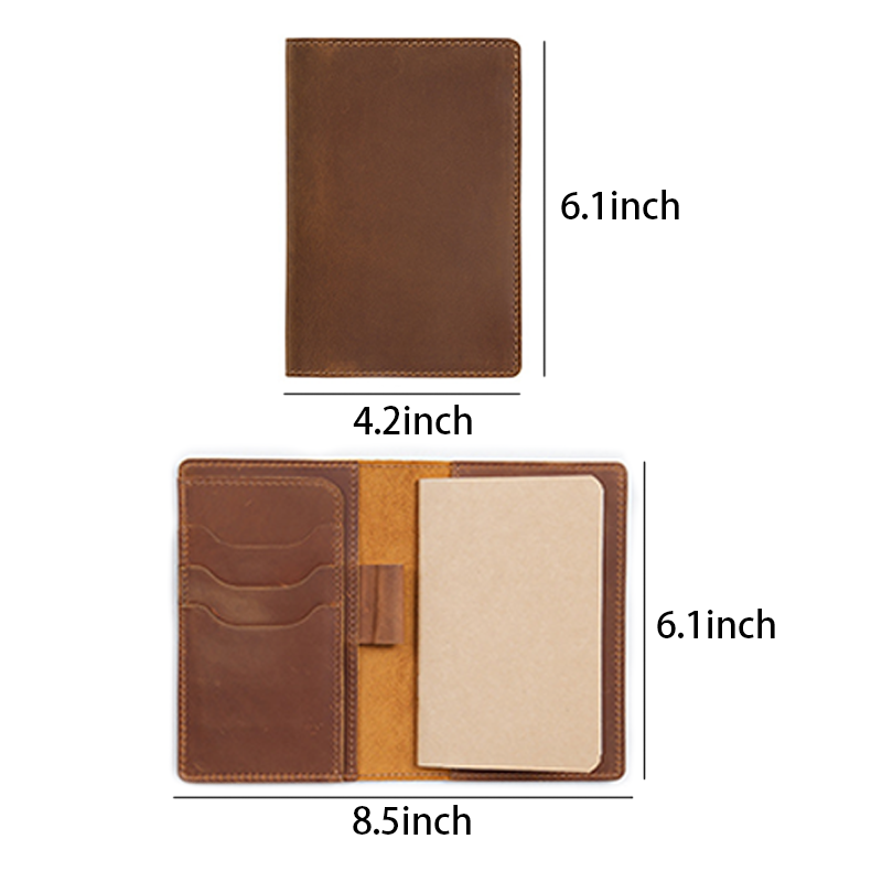 Top-Grain Cowhide Leather Travel Journal Notebook
