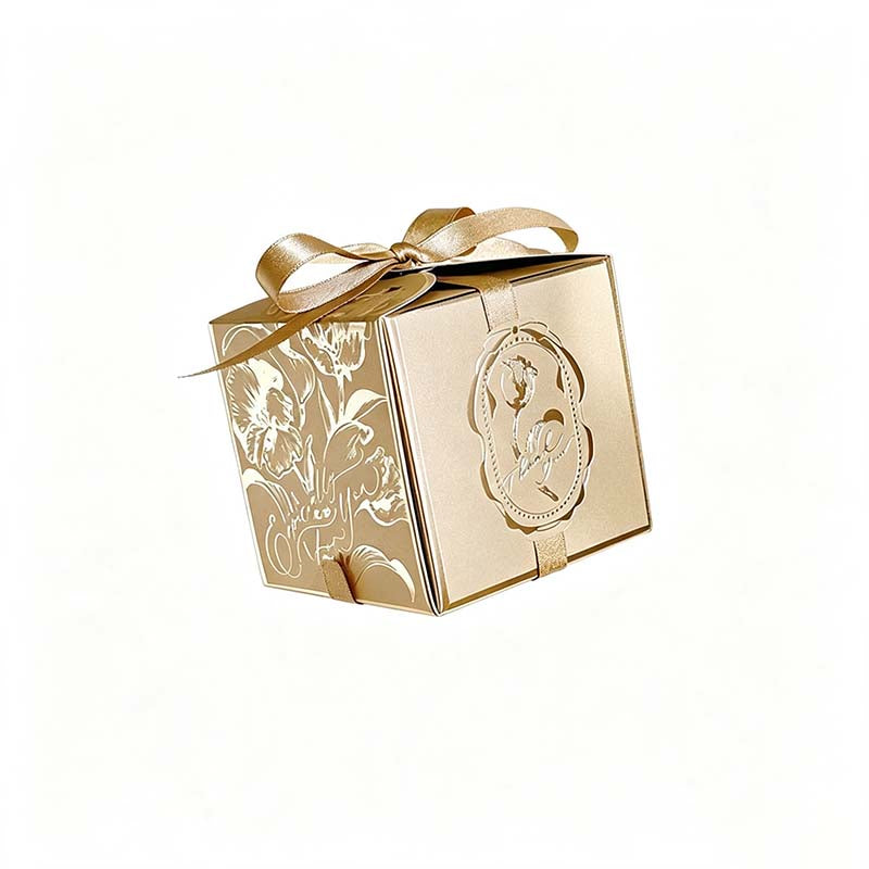 10 Foil Ribbon Cube Gift Box