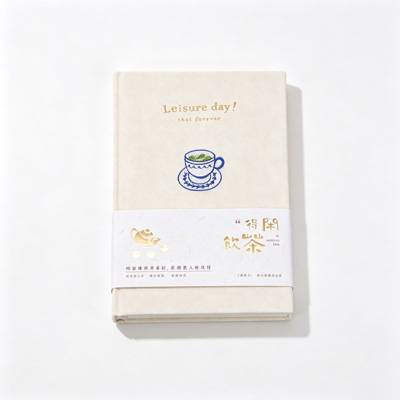 Leisure Tea Time A5 Embroidered Fabric Hardcover Journal