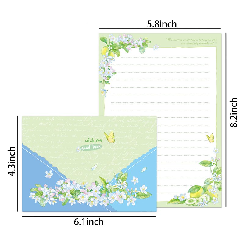 Blue Green Blossom Letter Writing Set
