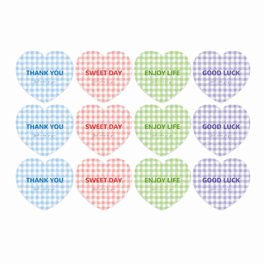 Gingham Heart Seal Stickers