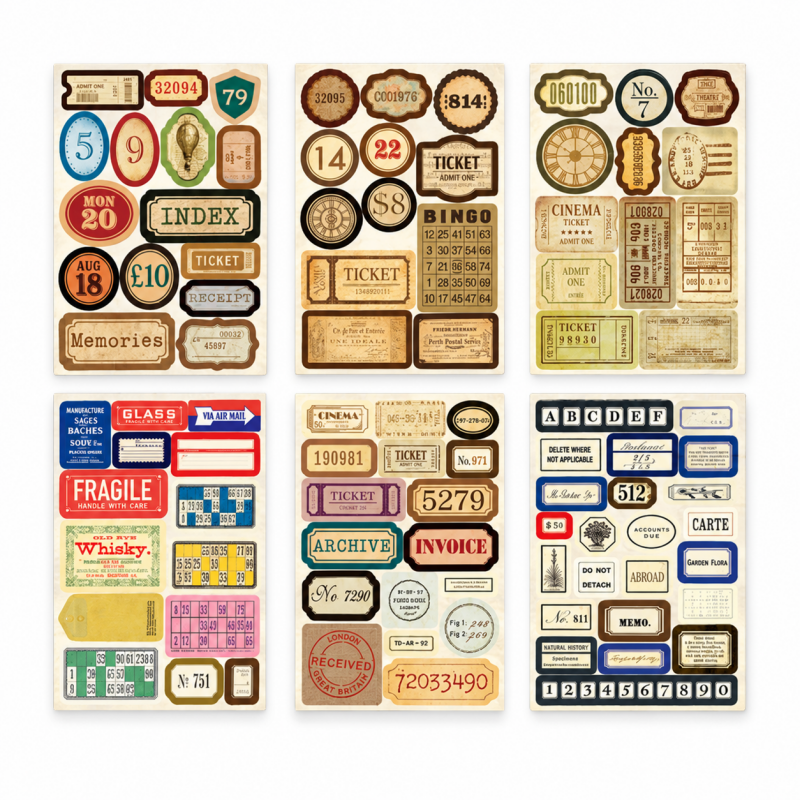 Matte Vintage Label Washi Stickers