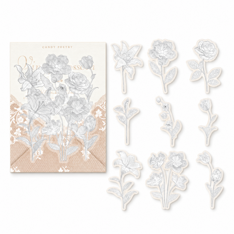 Blossom Silver-Foil PET Sticker Pack