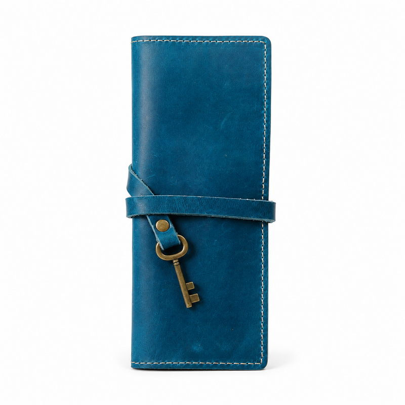 Vintage Genuine Leather Roll-up Pen Case