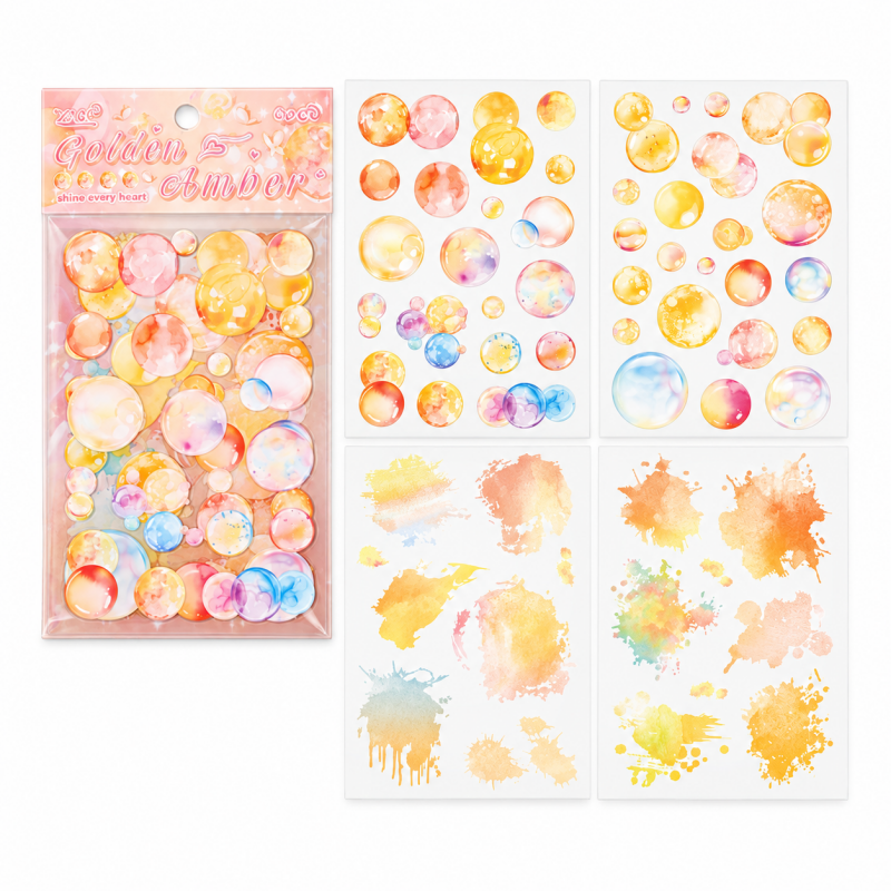 Colorful Watercolor Bubble Stickers