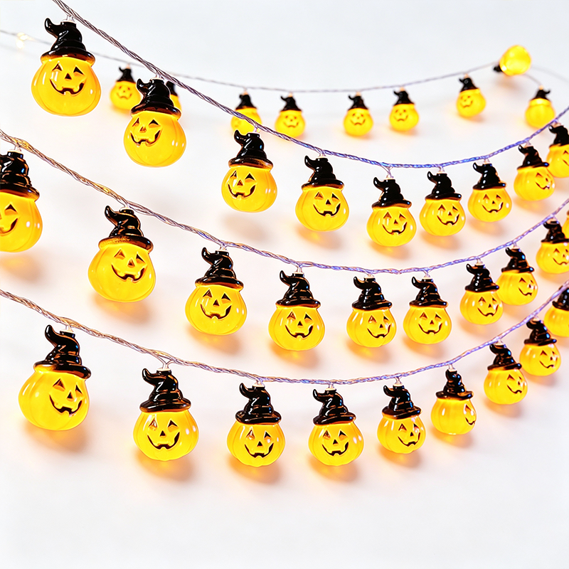 Black Hat Pumpkin String Light