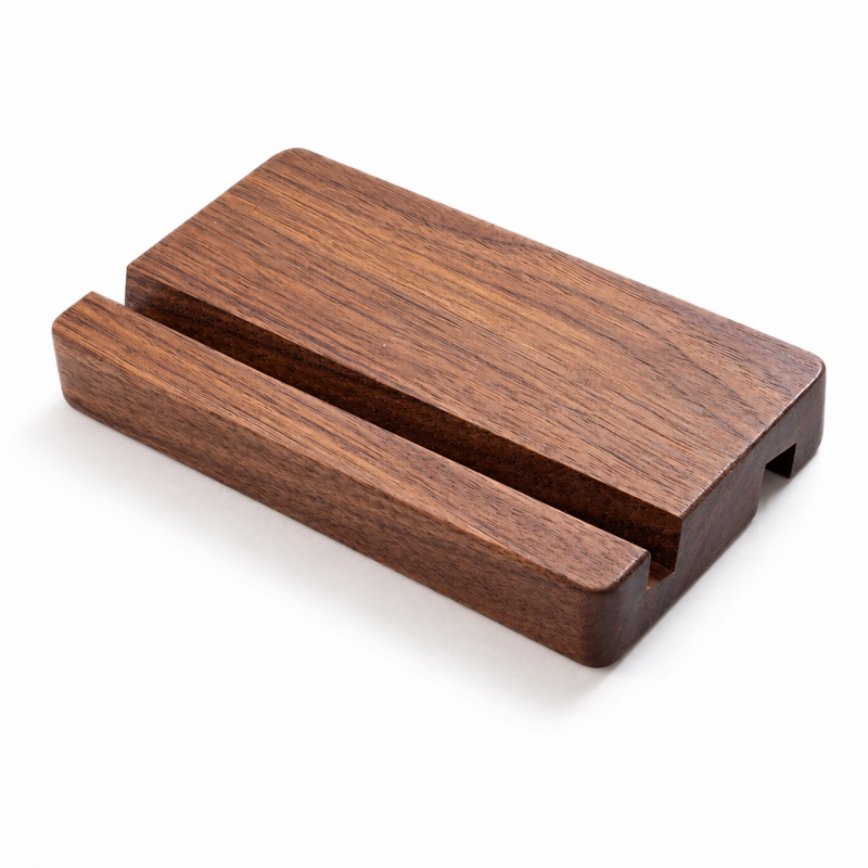 Minimal Grooved Wooden Phone Stand