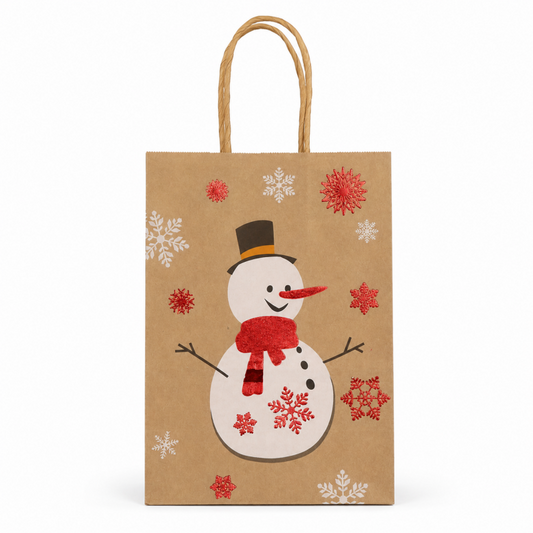 Christmas Hot Stamping Kraft Paper Handheld Gift Tote Bag