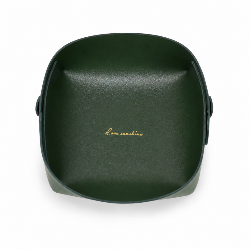 Rounded Leather Look Catchall Tray