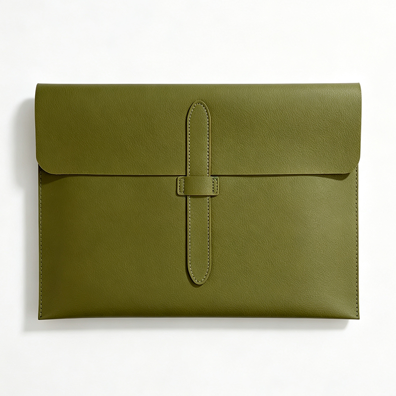 Horizontal PU Leather Latch Flap Document Pouch