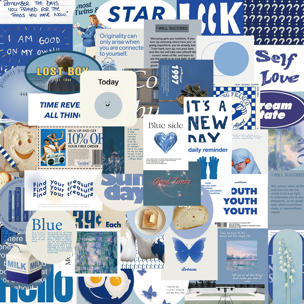Blue Aesthetic Die-Cut Stickers