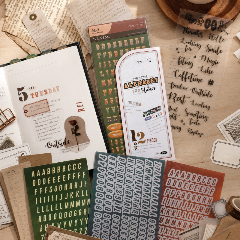 Alphabet Number Decorative Sticker Set-12Sheets