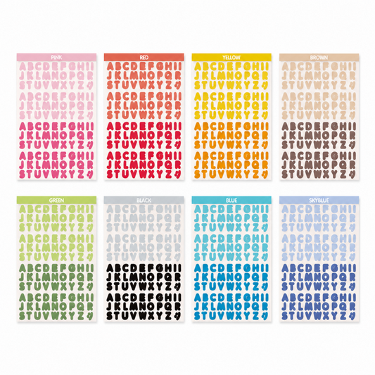 Colorful Alphabet Waterproof Sticker Sheet