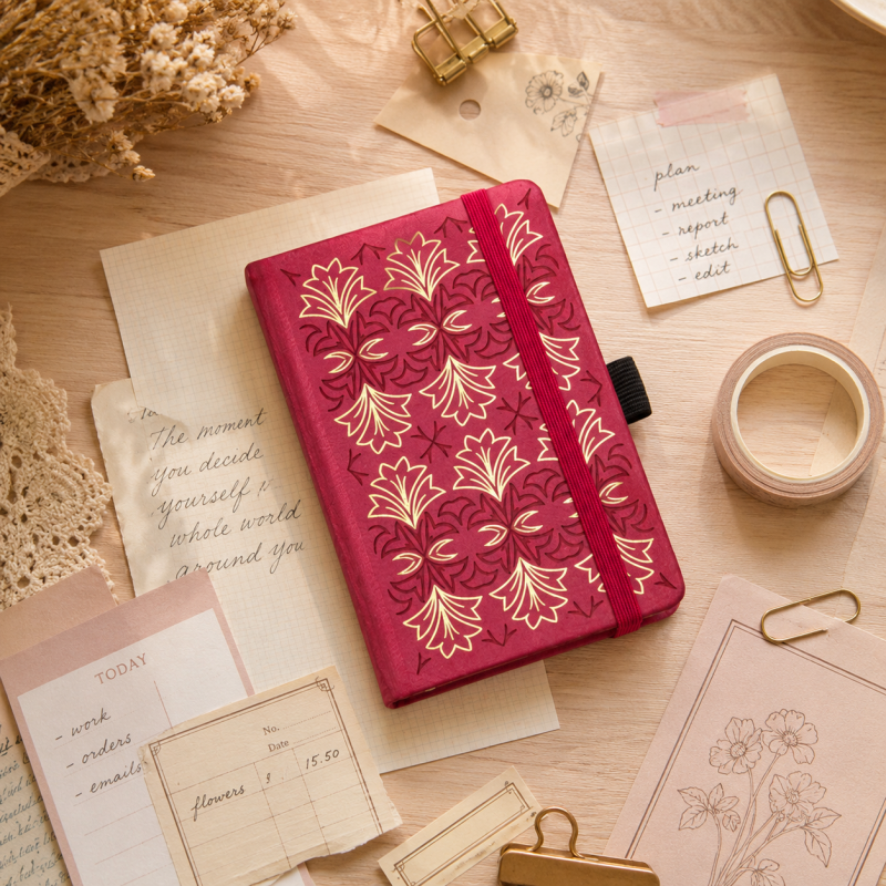 A6 Hot Stamping Cover Faux Leather Notebook