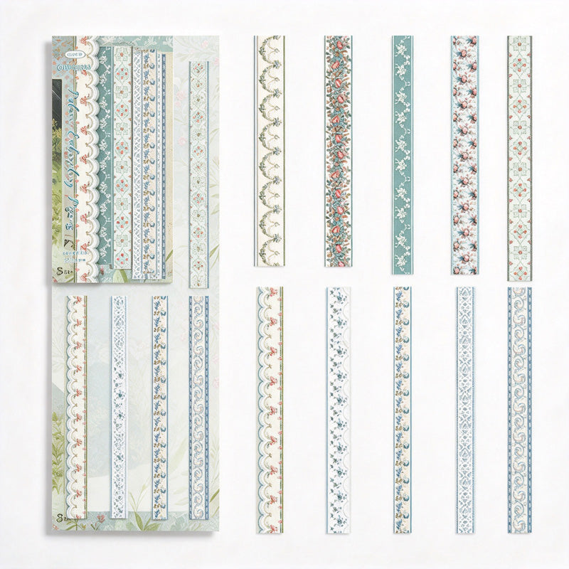 Long Border Stickers with Printed Crochet and Lace Look