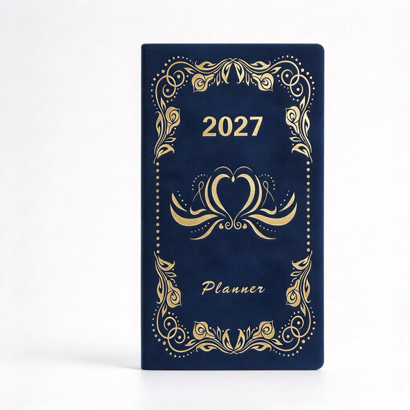 2027 Weekly Planner with Gold-Stamped Soft Leather Cover