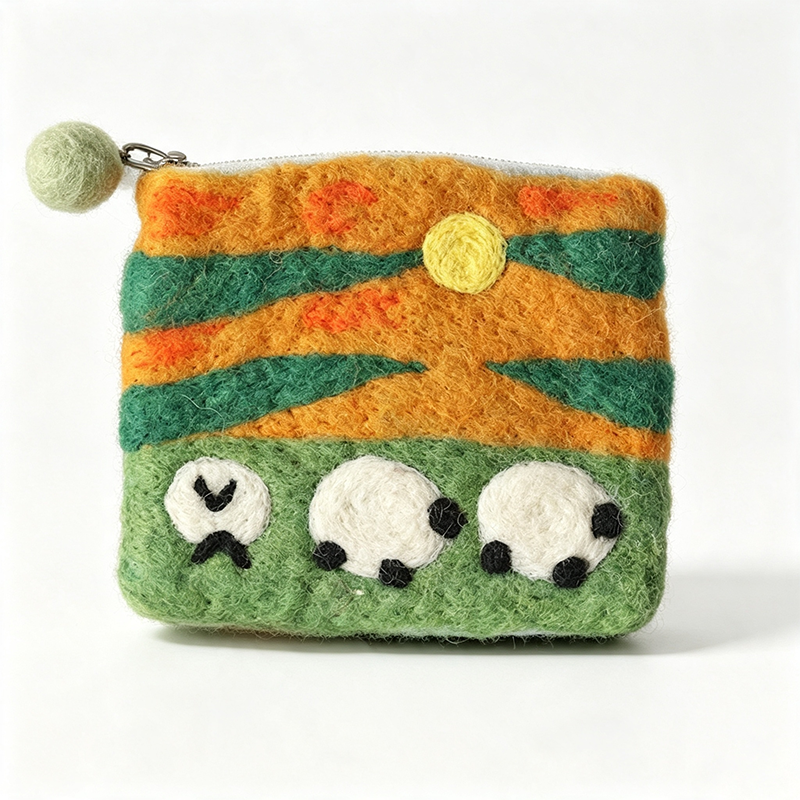 5 Pastoral Sheep Knitted Zip Pouch