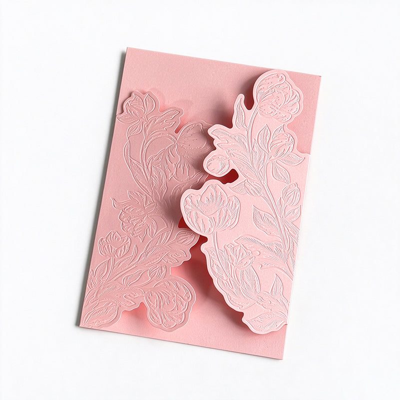 Blind-Embossed Floral Wedding Invitation Card Sleeve - Pack of 50