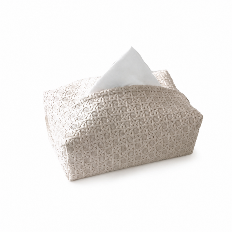 Pleated Leather Look Tissue Holder