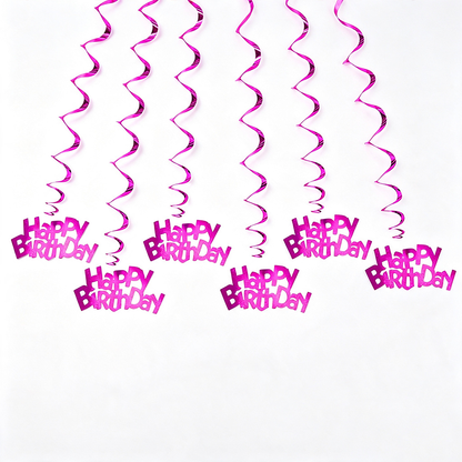 Happy Birthday Hanging Spiral Decorations Set