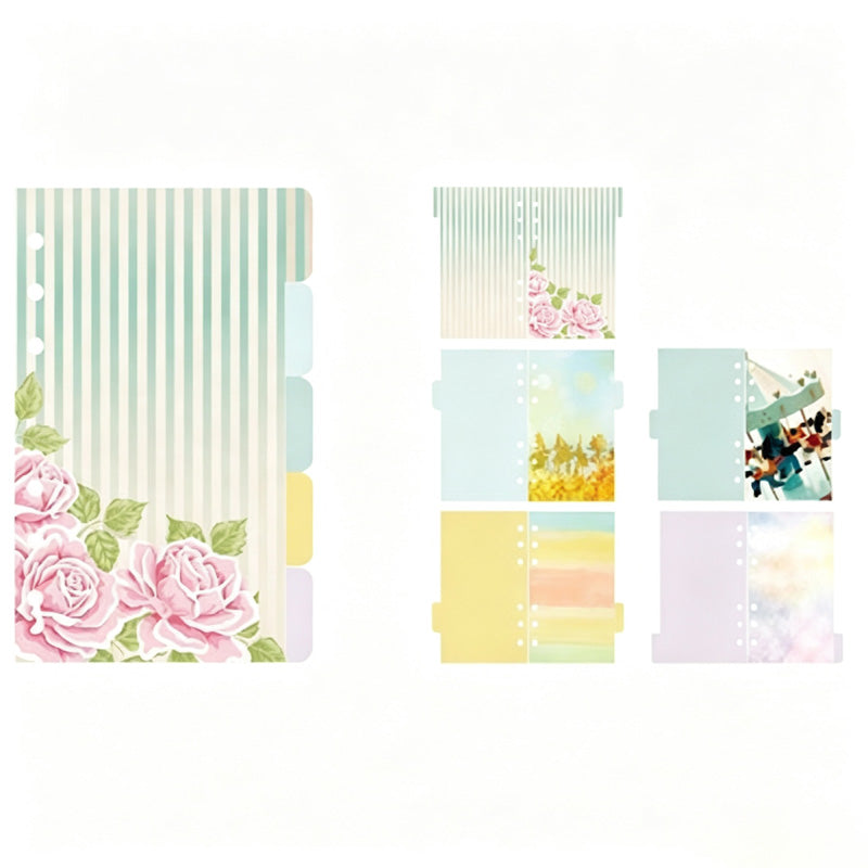 A5 A6 Loose Leaf Divider Tabs 5 Sheets Set