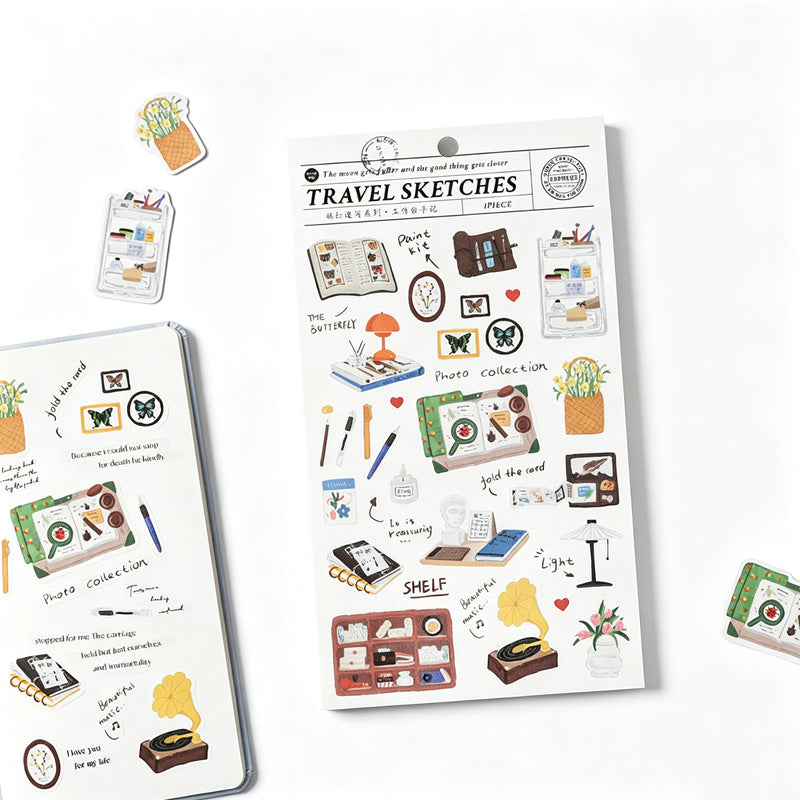 Travel Sketches Decorative Sticker Set