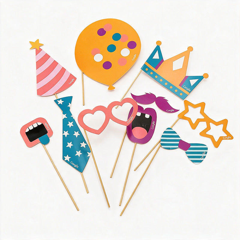 10 Assorted Party Photo Booth Prop Set
