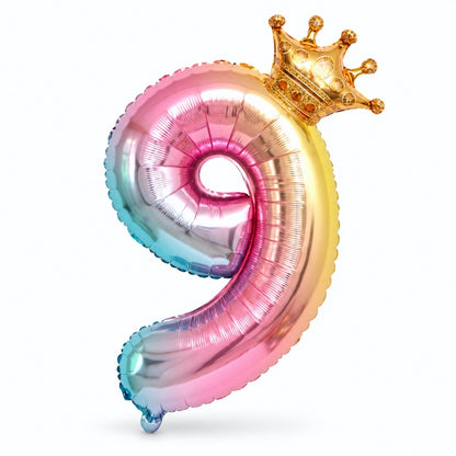 32 Inch Crown Number Gradient Foil Balloon