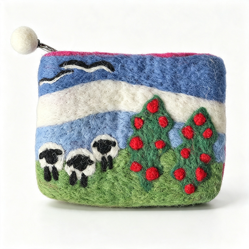 5 Pastoral Sheep Knitted Zip Pouch