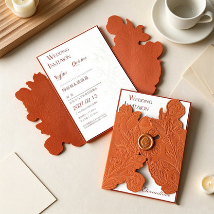 Blind-Embossed Floral Wedding Invitation Card Sleeve - Pack of 50