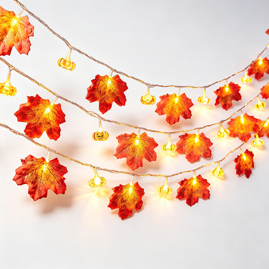 Maple Leaf Eight‑Lobe Pumpkin String Light