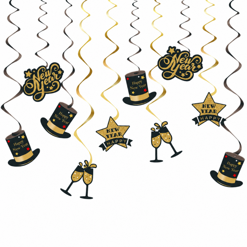 10 Themed Hanging Spiral Decoration Set