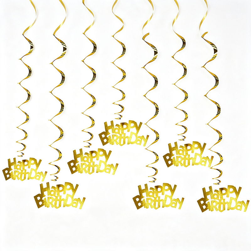 Happy Birthday Hanging Spiral Decorations Set