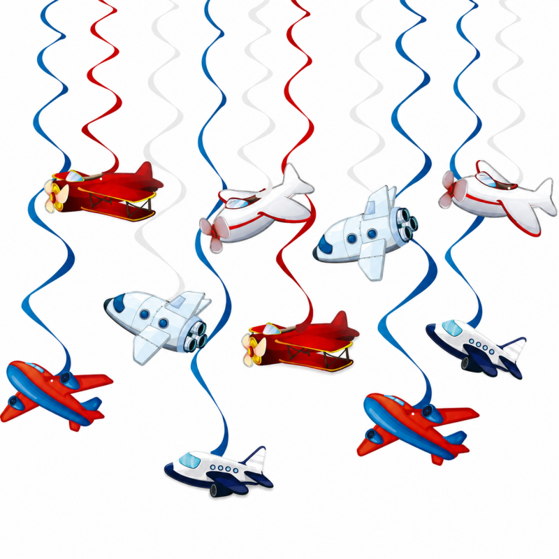 10 Themed Hanging Spiral Decoration Set