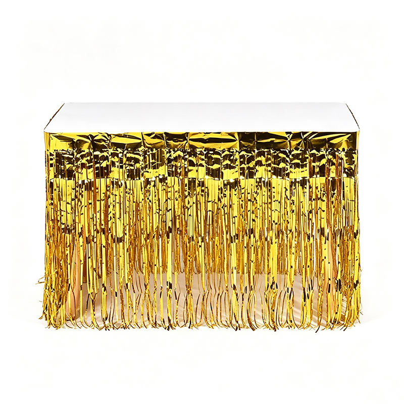 Metallic Foil Fringe Table Skirt